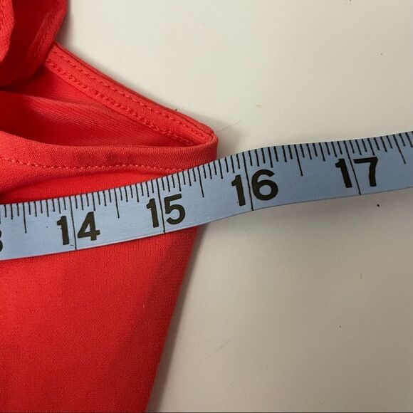 MICHAEL KORS ruffled front vneck gold chain w/ studs chiffon cami top coral szXS - Picture 7 of 8